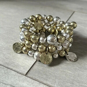 Memory Wire Bracelet Gold & Silver Coin